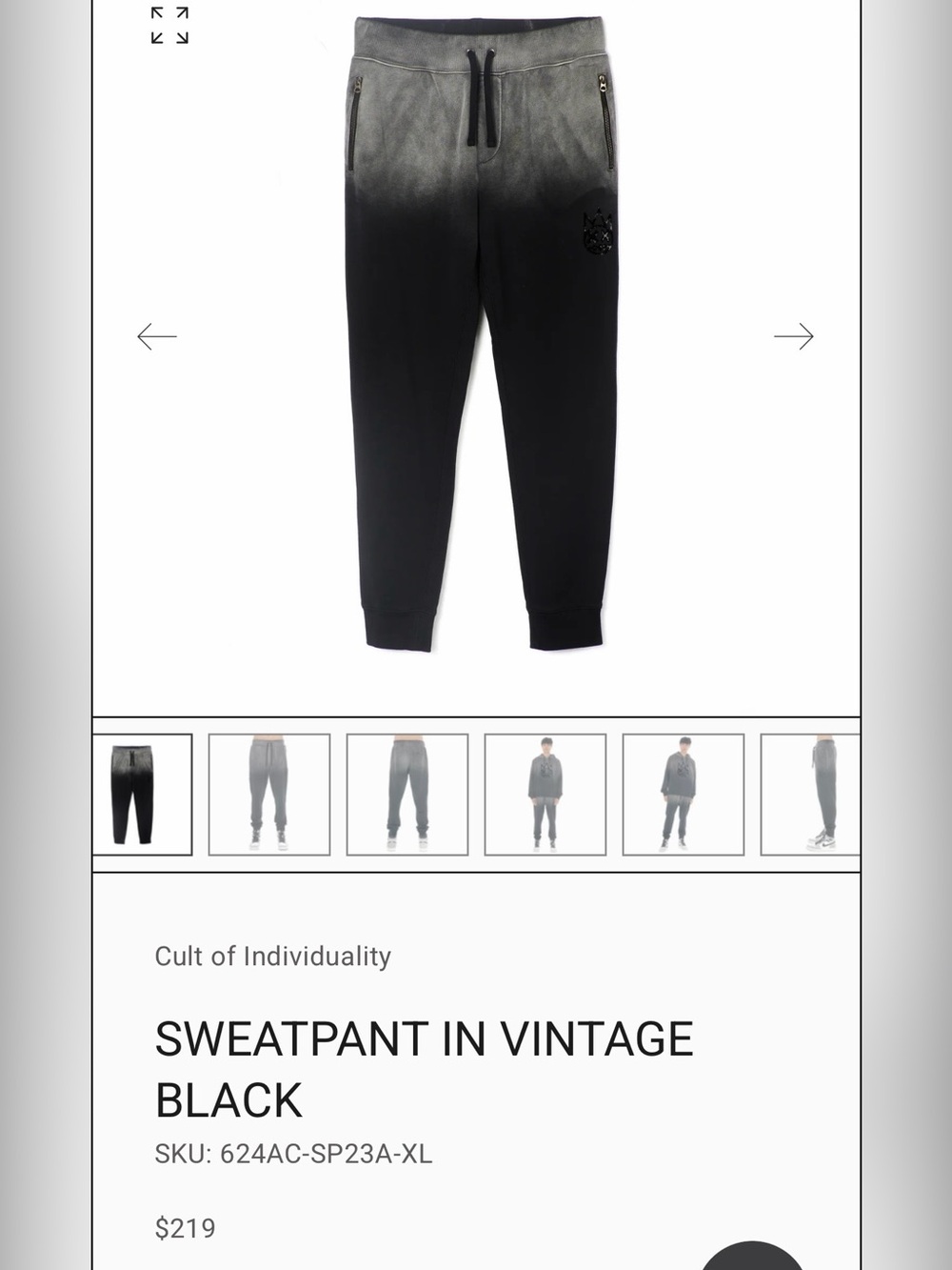Cult of Individuality Sweatpant Vintage Black